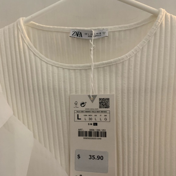 NWT Zara flutter sleeve white body suit size L - Picture 4 of 5